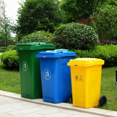 China outdoor 240l mobile trash can plastic waste bins